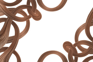 Waves of brown hair isolated on white background. Copy space