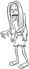 girl in zombie costume at Halloween party coloring book page