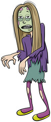 girl in zombie costume at Halloween party cartoon illustration