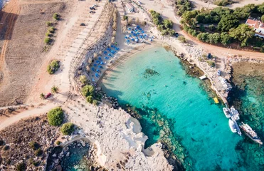 Gordijnen Landscape of the stone beach from above view © ltummy