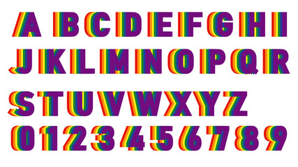 ABC with the colors of the LGBT flag
