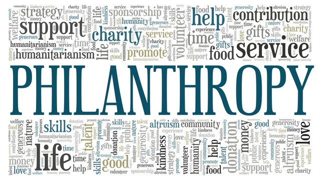 Philantropy vector illustration word cloud isolated on a white background. 