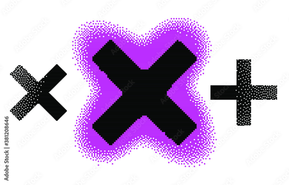Poster minimal art style poster with three pixelated crosses.