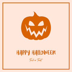 Happy Halloween. Concept of greeting card with scary pumpkins. Vector