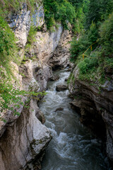 Rough river Belaya in Khadzhokhsky gorge, summer. Russia , the Republic of Adygea .