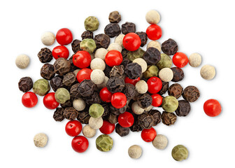 pepper mix, full depth of field, red, black, white, allspice, clipping path