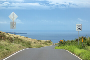 Amazing view from car during driving along Piilani Hwy in Maui.