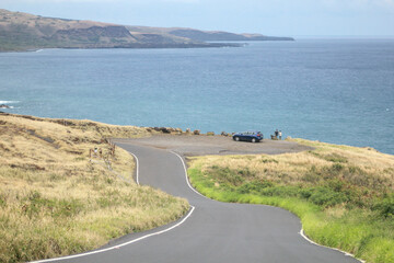 Amazing view from car during driving along Piilani Hwy in Maui.