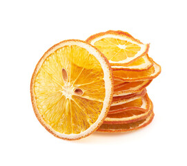 Dried Orange slices, on white background