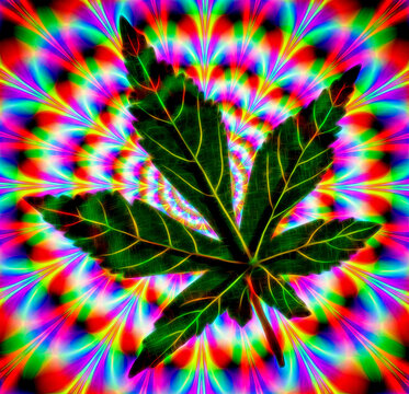 Trippy Image of Marijuana, Weed Leaf