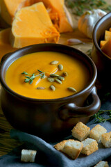 pumpkin cream soup with seeds