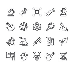 Science genetics thin line simple isolated icon set