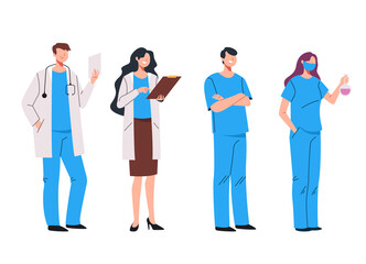Doctors medicine workers isolated set. Vector flat graphic design illustration