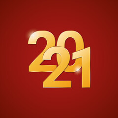 2021 Happy New Year banner on red background	
