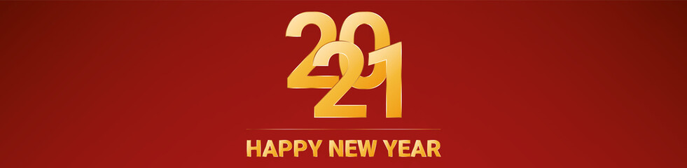 2021 Happy New Year banner on red background	
