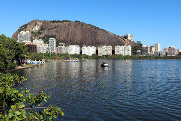 Fototapeta na wymiar Rio de Janeiro, Rio de Janeiro, Brazil, Agost 30, 2020: Rodrigo de Freitas lagoon
