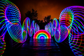 Trippy, Psychedelic, Neon Rainbow and Light Waves