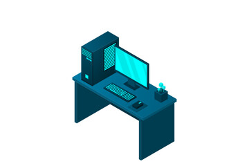 Isometric personal computer. Illustration suitable for advertising and promotion