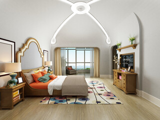 3d render of luxury hotel room