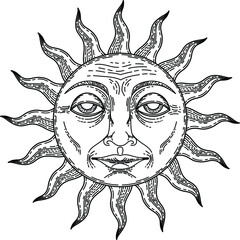 Engraving - wise sun