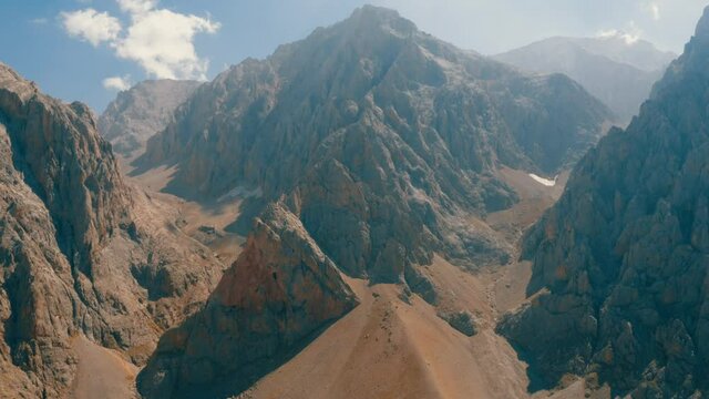 Aerial view of Anti-Taurus Mountains. The Anti-Taurus Mountains are a mountain range in southern and eastern Turkey, curving northeast from the Taurus Mountains. 