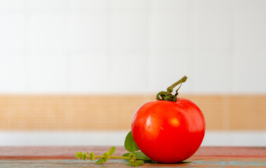 tomato placed wooden background