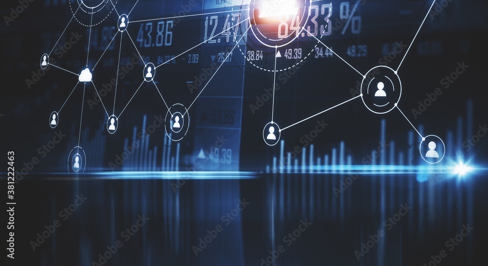 Poster abstract digital hr interface with chart.
