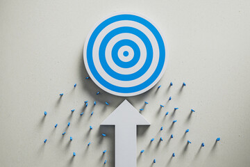 Blue target board wirh white arrow