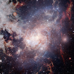 Fototapeta na wymiar Spiral nebula and light ray in deep space. Elements of this image furnished by NASA