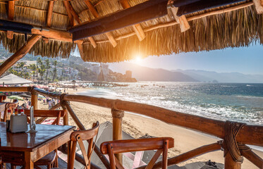 Restaurants and cafes with ocean views on Playa De Los Muertos beach and pier close to famous...