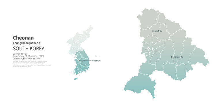 Cheonan map. Map by Administrative Region of Korea.
