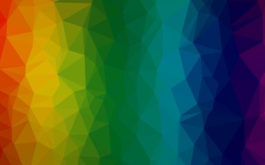 Dark Multicolor, Rainbow vector shining triangular background. A sample with polygonal shapes. Template for a cell phone background.
