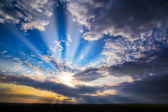 Beautiful Sunset in Coudy Sky