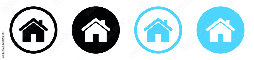 Poster web home icon for apps and websites, house icon, home sign in circle or main page icon