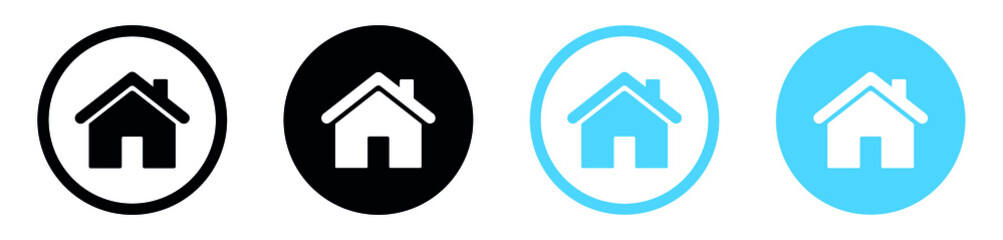 Web home icon for apps and websites, House icon, Home sign in circle or Main page icon 