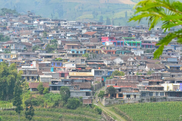 Obraz premium view of the city from the hill in indonesia