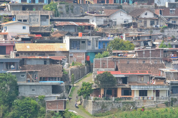 Fototapeta premium view of Kruwisan village in Temanggung district, Central Java, Indonesia from the air