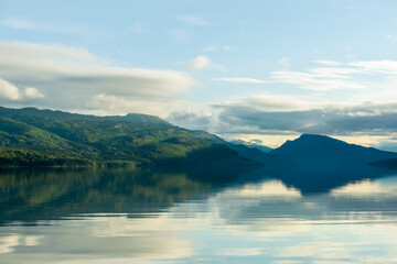 Naklejka na ściany i meble Sunrise on the lake at Kiniskan Lake Provincial Park, British Columbia, Canada