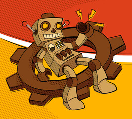 Cartoon toy robot comic style