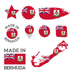 Set of flags of Bermuda. Vector Illustration 