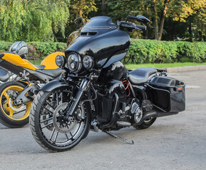 Fototapeta na wymiar Two motorcycles in a parking