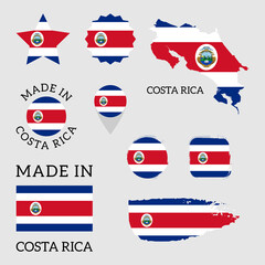 Set of flags of Costa Rica. Vector Illustration