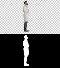 Doctor with a beard standing, Alpha Channel with Silhouette