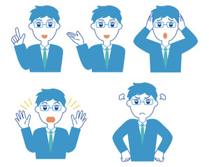 スーツの男性　イラスト素材セット