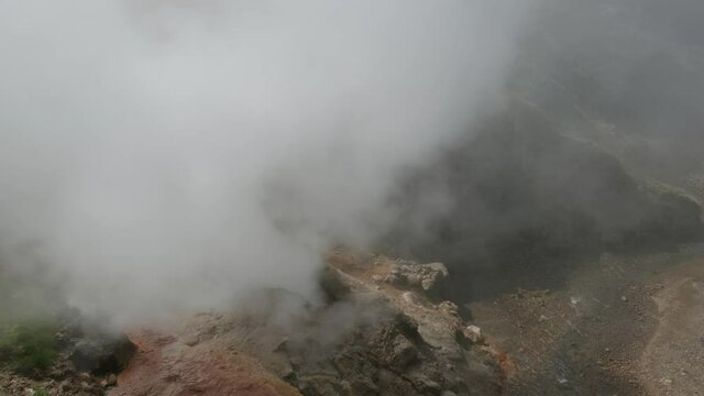 Erupting geyser Bolshoy (Big) in the Valley of Geysers, Kamchatka peninsula, Russia, 4k