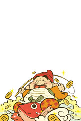 恵比寿様のイラストの年賀状デザイン