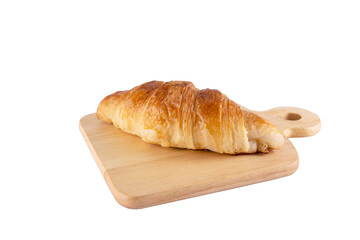 Croissant recipe on wooden plate isolated over white background