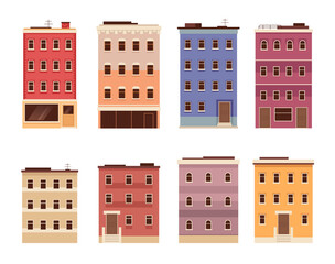 Building city town isolated set. Vector flat graphic design cartoon illustration