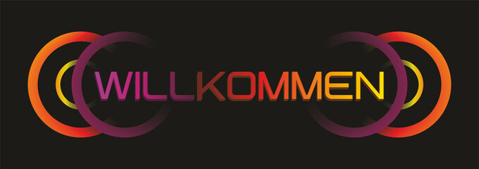 Creative design of text Willkommen, German (Germany), means Welcome. Vector illustration. EPS10. The design could be found in different languages. Blacks in CMYK 100/100/100/100 to get real black.
