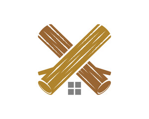 Wood tree crossed with window house in the middle